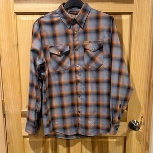 Men's Plaid Flannel - Orange and Gray